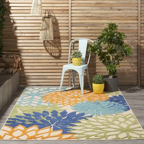 Miniatura 114 de Nourison Aloha - Tapete negro/blanco para interior o exterior, 2 pies y 3 pulgadas x 8 pies, tropical, botánico, fácil limpieza, no desprende pelo