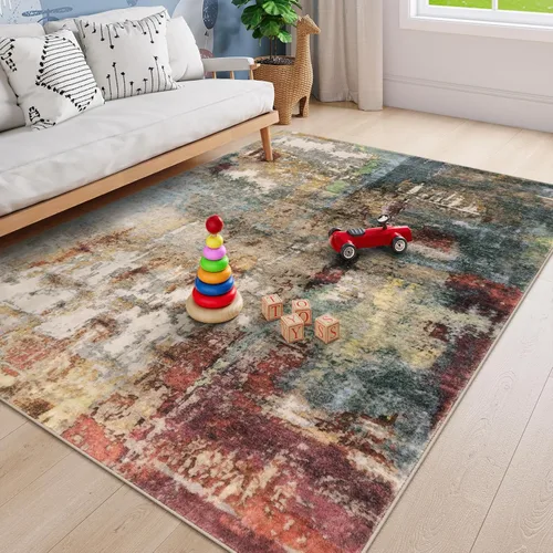 Miniatura 102 de Lahome Alfombra Redonda Abstracta Moderna de 6 pies - Alfombras Circulares Grandes Rojas de 6x6 para Sala de Estar, Dormitorio, Comedor, Tapete