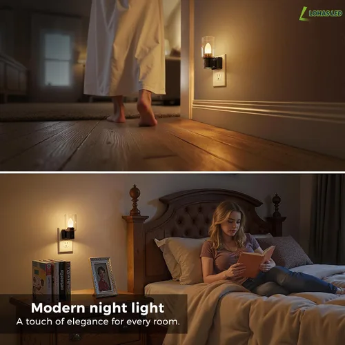 Miniatura 6 de L LOHAS LED - Luz de noche en forma de vela sin llama, luz nocturna enchufable, sensor de crepúsculo a amanecer regulable con rotación de 350°