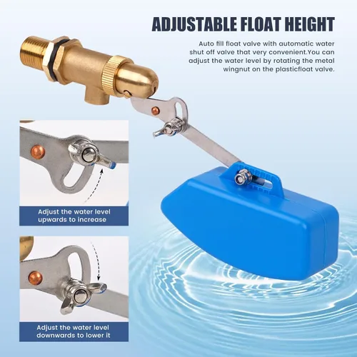 Miniatura 2 de Válvula de flotador de latón de 1/2 pulgada para tanque de agua con manguera, válvula de llenado automático de piscina, válvula de bola de flotador