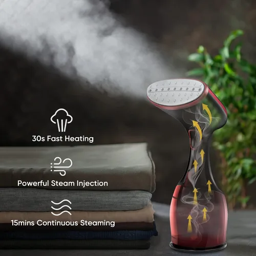 Miniatura 3 de AEMEGO Vaporizador de ropa de mano Removedor de arrugas de tela 2 en 1, vaporizador de ropa portátil y de viaje, tanque de agua de 10.8 fl oz