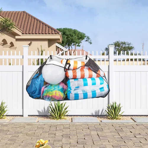 Miniatura 5 de Bolsa de almacenamiento de flotadores de piscina, organizador de malla plegable para colgar en la piscina, para bolas, flotadores, juguetes
