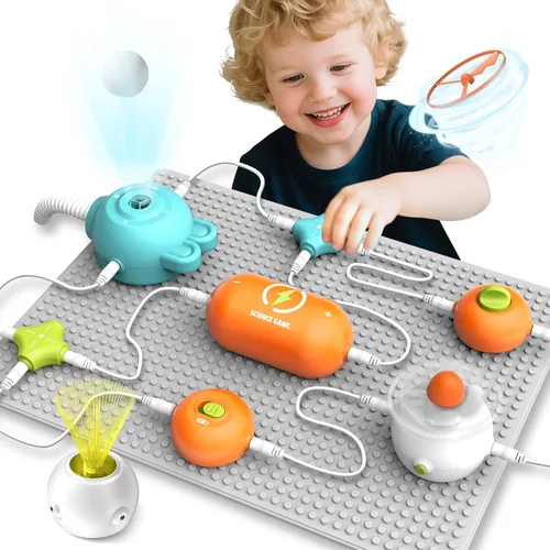 Kit de ciencia de circuitos para niños de 3 a 12 años | 64 proyectos STEM con 25 piezas electrónicas | Sin soldadura, kit de placa de circuito para