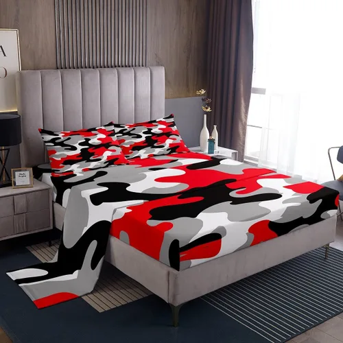 Miniatura 15 de Erosebridal Juego de sábanas de béisbol para niños, tamaño individual, sábanas de llama azul y roja para adolescentes, juego de ropa de cama