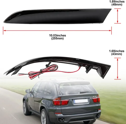 Miniatura 6 de Luces reflectoras LED para parachoques trasero 2010-2013 B-MW X5 E70 LCI sin M Sprots Red Led Tail Driving Parking Lamps Full Strip LED Reflector