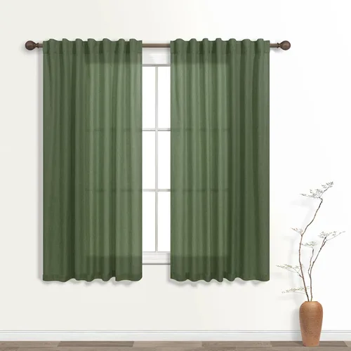 Miniatura 60 de KOUFALL Cortinas de lino azul marino de 84 pulgadas de largo, cortinas transparentes azul oscuro para sala de estar y dormitorio, medianoche