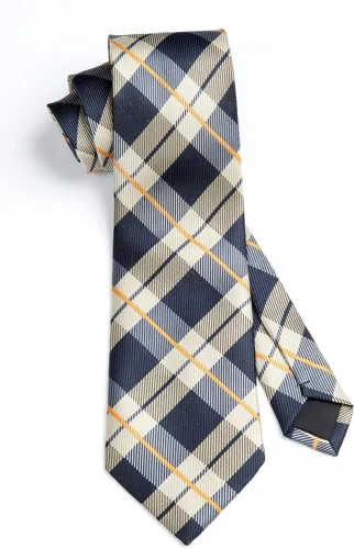 Miniatura 177 de HISDERN Conjunto de corbata a cuadros a cuadros pañuelo tejido clásico formal para hombre corbata y bolsillo cuadrado
