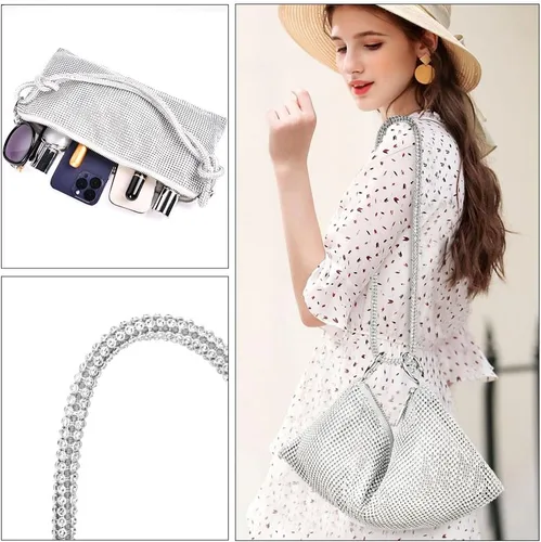 Miniatura 4 de Evening Bag Clutch Purses for Women, Rhinestones Purse, Sparkling Envelope Evening Bag with Detachable Chain
