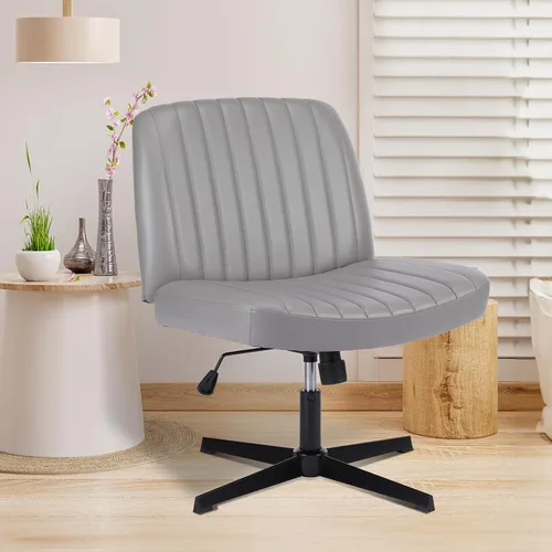 Miniatura 12 de OLIXIS Silla Criss Cross con Ruedas Silla de Escritorio de Oficina y Tocador con Patas Cruzadas Anchas Silla de Tela Cómoda Sin Brazos Ajustable