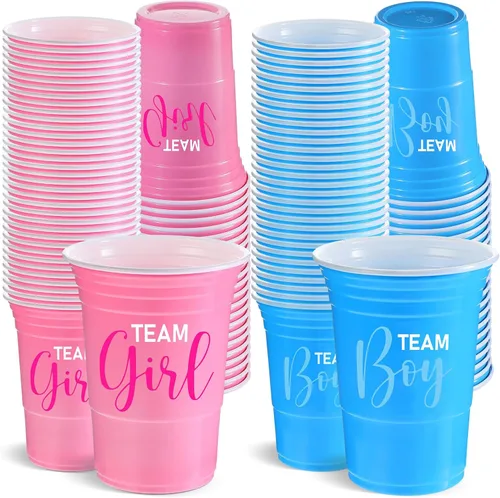 Norme 120 vasos de plástico para revelación de género, suministros para fiesta de revelación de género, Equipo Niño Equipo Niña, vasos desechables