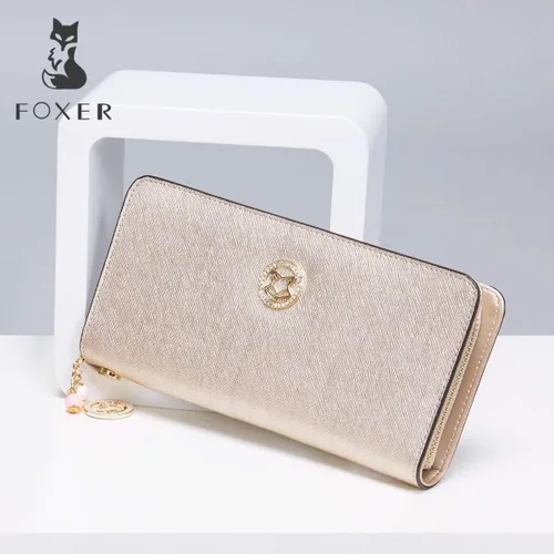 Miniatura 6 de FOXER - Billetera de piel para mujer con dos divisiones tarjetero y correa para la muñeca