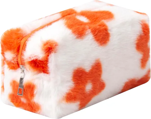 Miniatura 11 de Bolsa de Maquillaje a Cuadros de Felpa Bolsa de Cosméticos Estética a Cuadros Bolsos de Mano Lindos con Cremallera Bolsa de Viaje para Artículos
