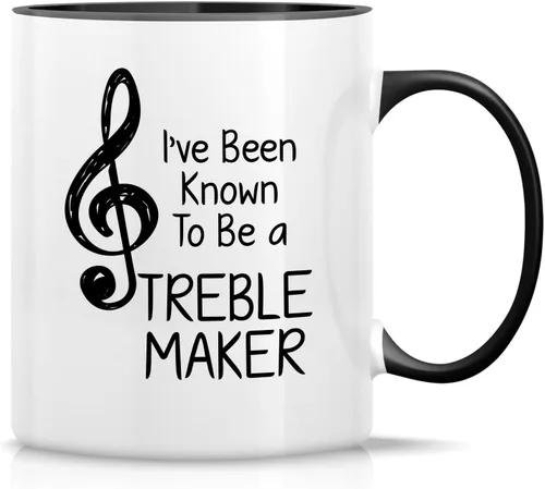Miniatura 25 de Retreez - Taza divertida con texto en inglés "Without Music Life Would B Flat Musician", 325 ml, tazas de café de cerámica, divertidas, sarcásticas