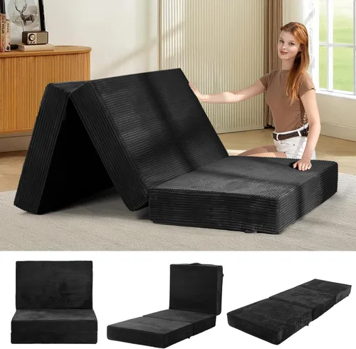 Miniatura 18 de Colchón de tres pliegues de 6 pulgadas, tamaño individual, sofá cama plegable con funda extraíble lavable, colchón plegable de espuma de alta