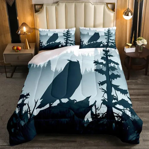 Miniatura 26 de Erosebridal Juego de ropa de cama de calavera de vaca bohemia tamaño individual para vaquero occidental, diseño de cactus y esqueletos negros, juego