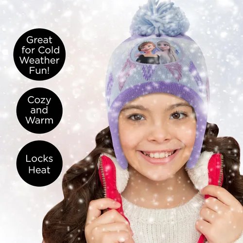 Miniatura 2 de Disney Juego de gorro y guantes de invierno para niñas de 2 a 4 años o Frozen 2 con gorro Elsa & Anna y guantes para niños de 4 a 7 años
