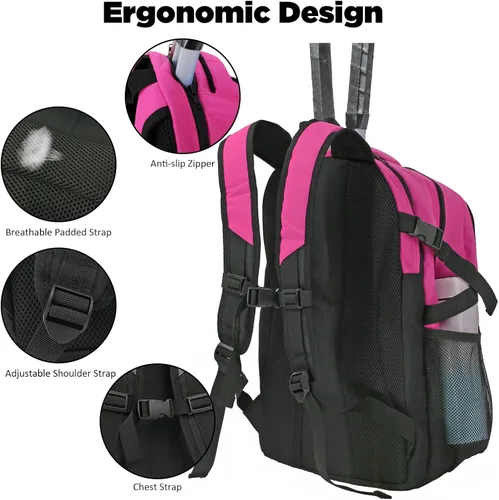 Miniatura 5 de Mochila para raqueta de tenis WOLT - Mochila grande para raqueta de tenis para hombres y mujeres - Compartimento ventilado para zapatos - Capacidad