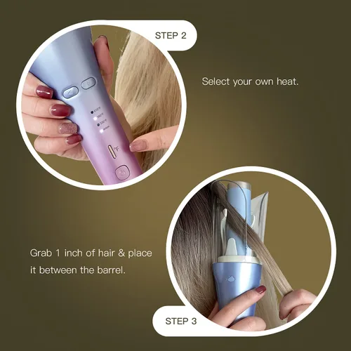 Miniatura 4 de LENA Rizador automático de cabello, rizador de pelo profesional, herramienta de peinado giratoria automática con barril iónico de cerámica y sensor