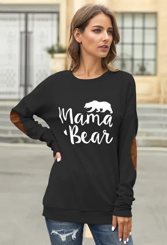 Miniatura 4 de Pink Queen - Blusa suelta de mujer con cuello redondo, camiseta de manga murciélago con parches