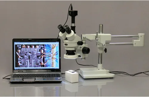 Miniatura 2 de AmScope SM-4T-80S-M Microscopio Digital Profesional Trinocular Estéreo Zoom, WH10x Oculares, Aumento 7X-45X, Objetivo de Zoom 0.7X-4.5X, Anillo
