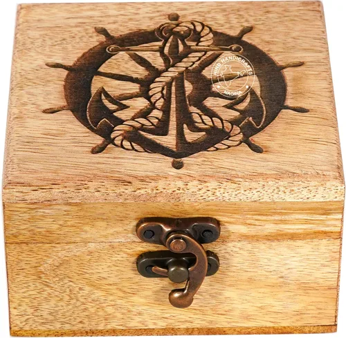 Miniatura 50 de Urna de madera antigua hecha a mano con grabado del árbol de la vida tallada a mano para mujeres y hombres, joyas Acentos de decoración del hogar
