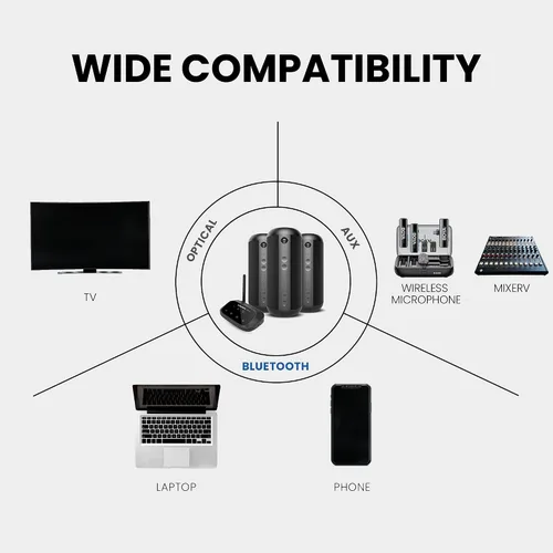 Miniatura 5 de Avantree Harmony 2 - Sistema de altavoces inalámbricos multihabitación con Bluetooth y entradas con cable, fácil configuración, ampliable
