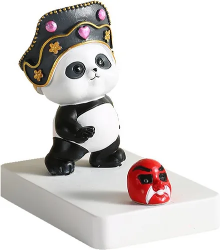 Miniatura 10 de Cute Panda Phone Stand for Desk Resin Bear Figurines Phone Holder White and Black Statue Kawaii Desk Accessories