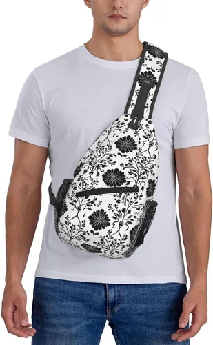 Miniatura 7 de Small Crossbody Bags for Women Men - Vintage Flower Black Print Adjustable Shoulder Bag Fanny Packs Belt Sling Bag Crossbody Purses Backpack for