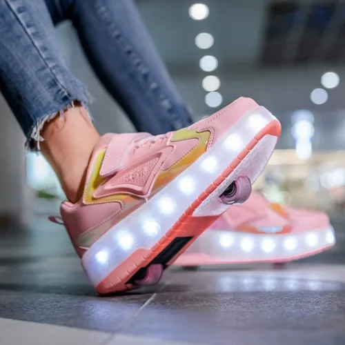 Miniatura 3 de HHSTS Zapatos para niños con ruedas, zapatos de color de luz LED, patines brillantes, zapatos de patinaje, regalos simples para niños y niñas