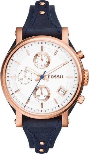 Fossil Reloj de mujer original Boyfriend con cronógrafo y brazalete de cuero genuino