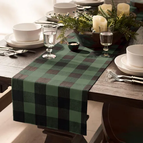 Miniatura 9 de Elrene Home Fashions Camino de mesa Farmhouse Living Holiday Buffalo-Check, 13 pulgadas de ancho x 70 pulgadas de largo, rojo/negro