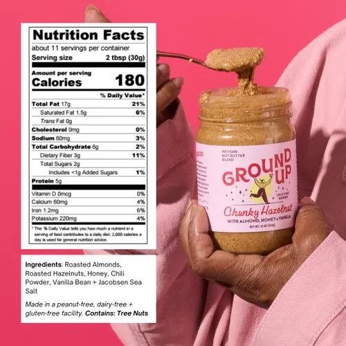 Miniatura 2 de GROUND UP PDX Mantequilla de nuez Almendra Oregon Avellana, 12 OZ