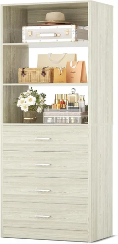 Miniatura 8 de Aheaplus Sistema de cajones de armario, sistema organizador de armario de madera de 21.3 pulgadas con 4 cajones, unidad de almacenamiento modular