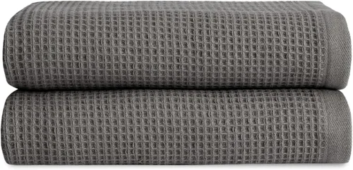 Miniatura 18 de Cozy Earth Toallas de baño de punto gofre, 60% algodón, 40% viscosa de bambú, 40 x 65 pulgadas, rizo suave y absorbente, reversible, patrón de punto