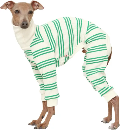 Miniatura 21 de D Doggy Star - Suéter de galgo italiano de cuello de tortuga, conjunto de mono de vellón cálido, ropa de Whippet para perro (XL, azul marino Pkt)