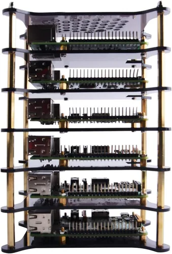 Miniatura 5 de GeeekPi Estuche de 6 capas con disipadores de calor apilable para Raspberry Pi 4/3/2 Modelo B, Raspberry Pi 3 Modelo B+ (marrón)