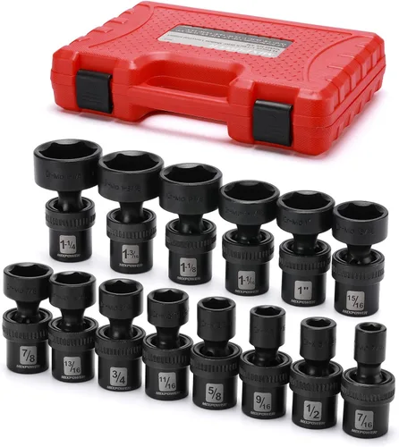Miniatura 12 de MIXPOWER Juego de 10 piezas de llaves vaso universales de impacto poco profundo de 3/8", métrico, 10-19mm, llave de giro con oscilación flexible