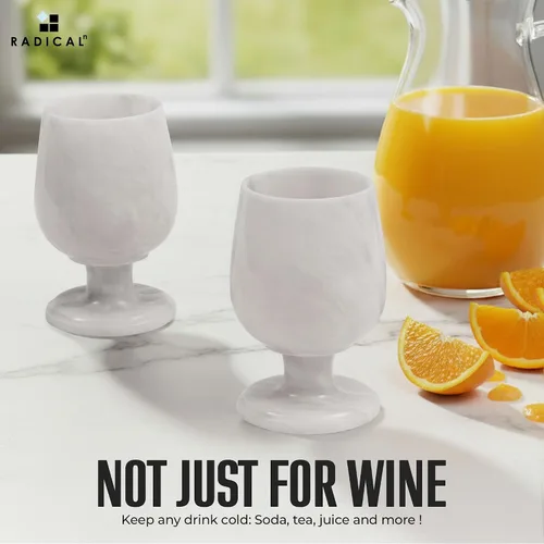 Miniatura 2 de Radicaln Juego de copas de vino de mármol de 2 piezas, hechas a mano, de 5" pulgadas, copas de vino con tallo para decoración de bar en el hogar