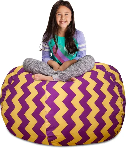 Miniatura 35 de Posh Stuffable - Sillón puff con almacenamiento para niños, contenedor de animales de peluche, organizador de juguetes de niños Lona rayas verde