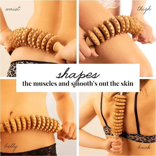 Miniatura 4 de Tuuli Accesorios - Rodillo de masaje de madera Flexi, rodillo corporal multifuncional para celulitis, tensión muscular y apoyo a la salud