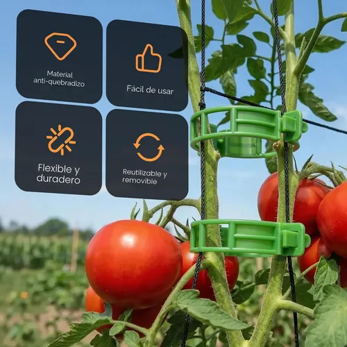 Miniatura 8 de 100 piezas de clips para tomate para plantas trepadoras, clips de soporte de planta de enrejado de plástico para jardín, clips reutilizables