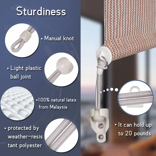 Miniatura 3 de Kit de repuesto universal para sombrilla, kit de salto elástico, correa para parasol, resistente a la intemperie, compatible con persianas