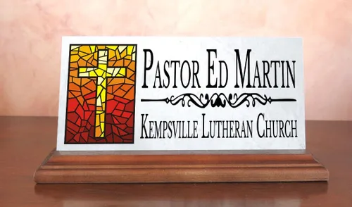 Miniatura 3 de Placa de identificación cristiana personalizada para pastores o trabajadores de la iglesia, mármol sólido (Christian3)