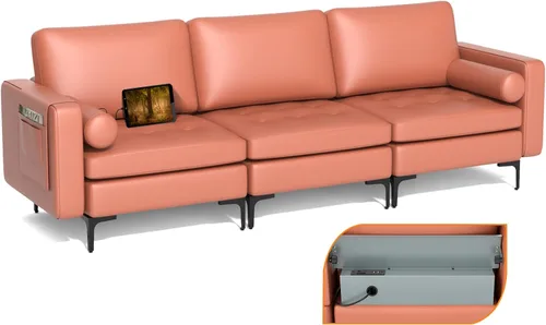 Miniatura 30 de Giantex Sofá individual, silla decorativa, sillón con cojín cómodo, bolsillos para revistas, sala de estar, silla de ocio tapizada para dormitorio