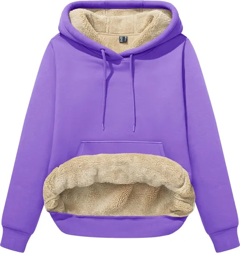 Miniatura 99 de MAGCOMSEN Sudaderas con capucha para mujer, con forro de sherpa, de vellón, para invierno, cálido, pesado, de algodón, con bolsillo