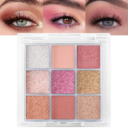 Miniatura 30 de Erinde Paleta de maquillaje de sombra de ojos de 9 colores con purpurina y lavanda brillante y mate, violeta, malva, púrpura oscura, plateado