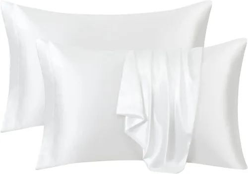 Miniatura 45 de Ersmak Juego de 2 fundas de almohada de satén estándar, ultra suaves y sedosas para cabello y piel, resistentes a las arrugas a la decoloración