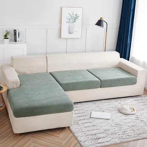 Miniatura 5 de Fundas de cojín impermeables para asiento de sofá, fundas elásticas de cojín de jacquard de elastano, protector de muebles grueso con parte inferior