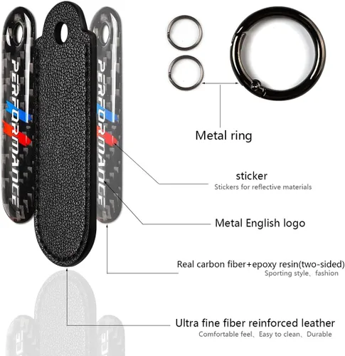 Miniatura 2 de muekzru Juego de Llavero de Fibra de Carbono y Cuero para Coche, Llavero Universal de Moda y Deportes para Negocios, Regalo de Cumpleaños