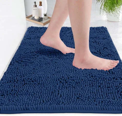 Miniatura 141 de LuxUrux Tapete de microfibra afelpada, de felpilla extrasuave, pelo largo de 1 pulgada, muy absorbente, para baño o ducha, lavar y secar a máquina